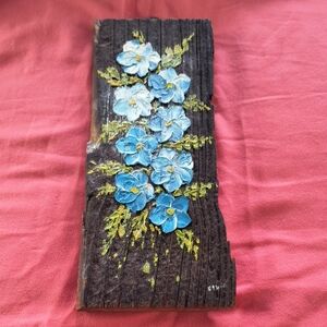 Handcrafted Floral 3D Painting On Wood, Wall Art By Grammy In 1960's